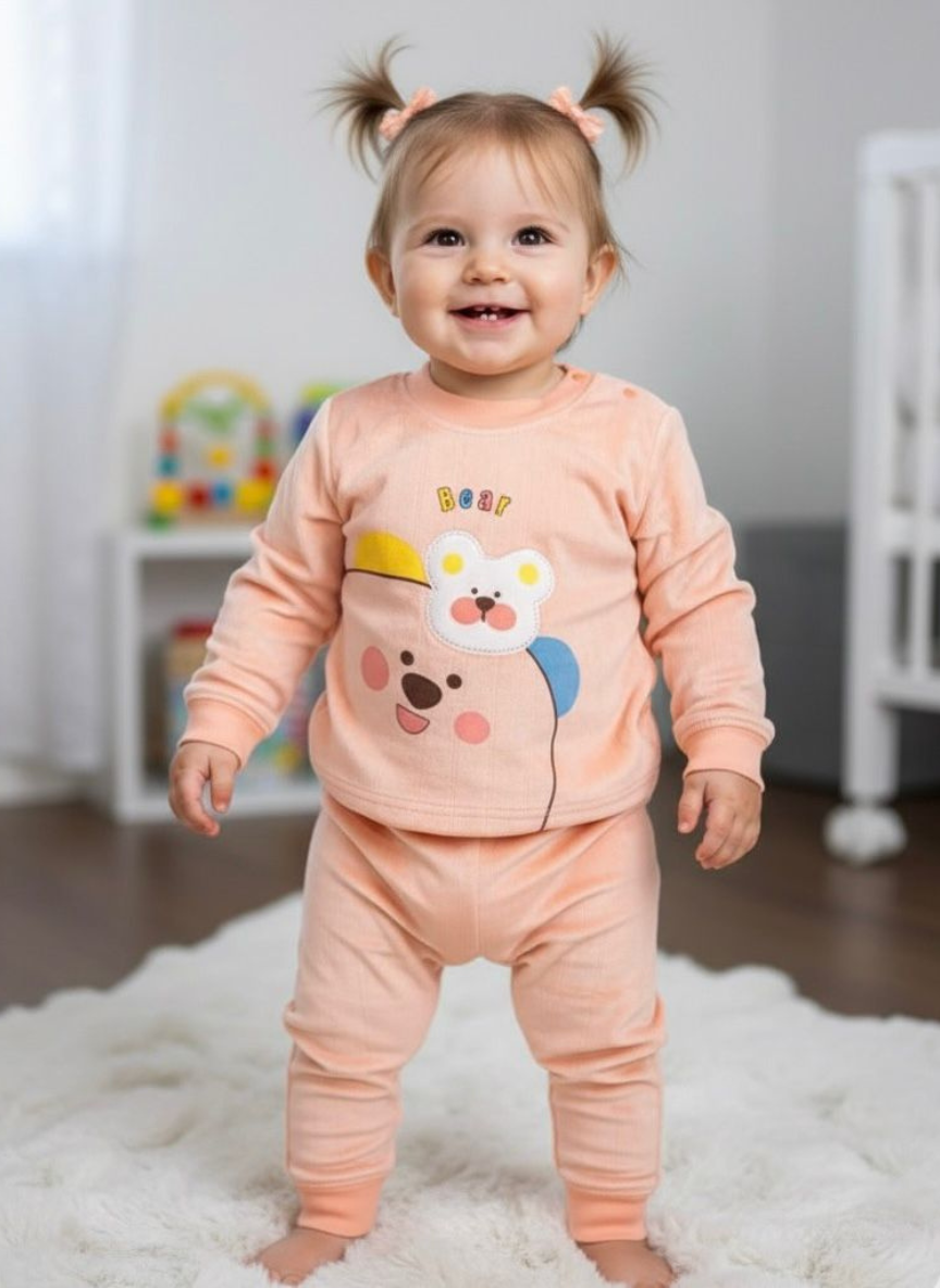 Light Orange Velvet Day Set for Babies