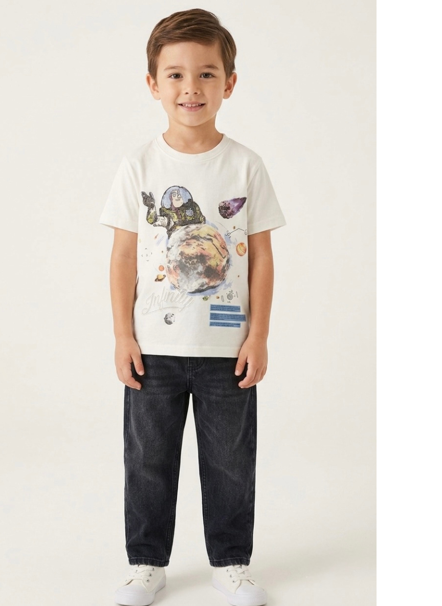 Boys Buzz Graphic White T-Shirt