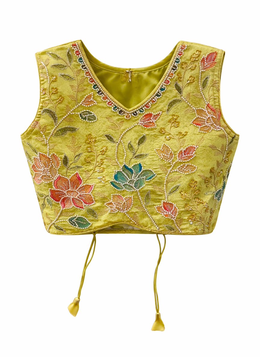 Lime Green Embroidered Lehenga Set