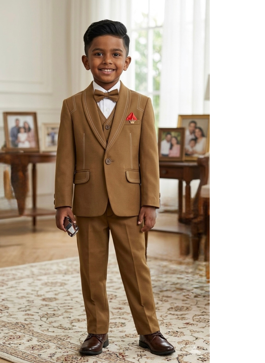 Brown Boys 3 Piece Tuxedo Set