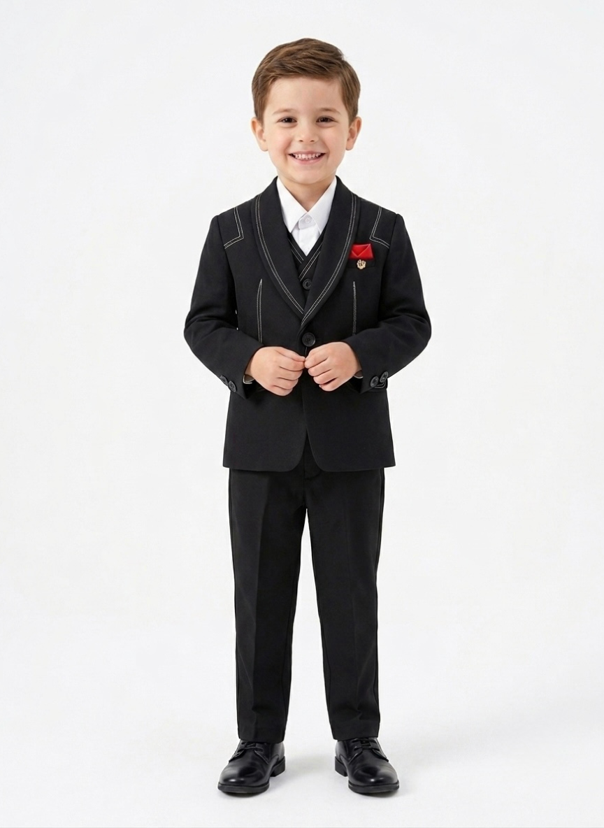 Boys Black 3-Piece Tuxedo Suit