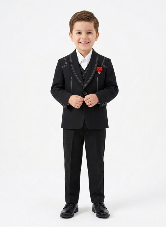 Boys Black 3-Piece Tuxedo Suit