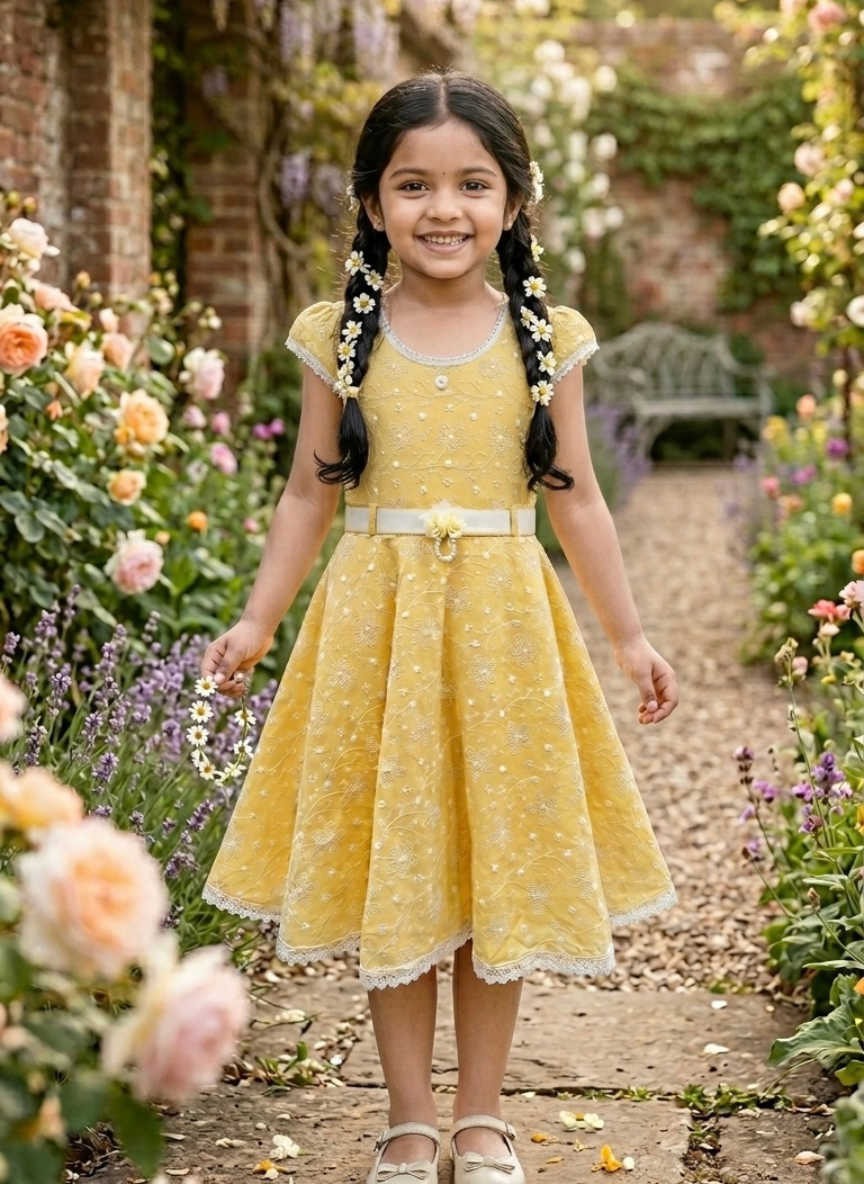 Yellow Floral Cotton Dress
