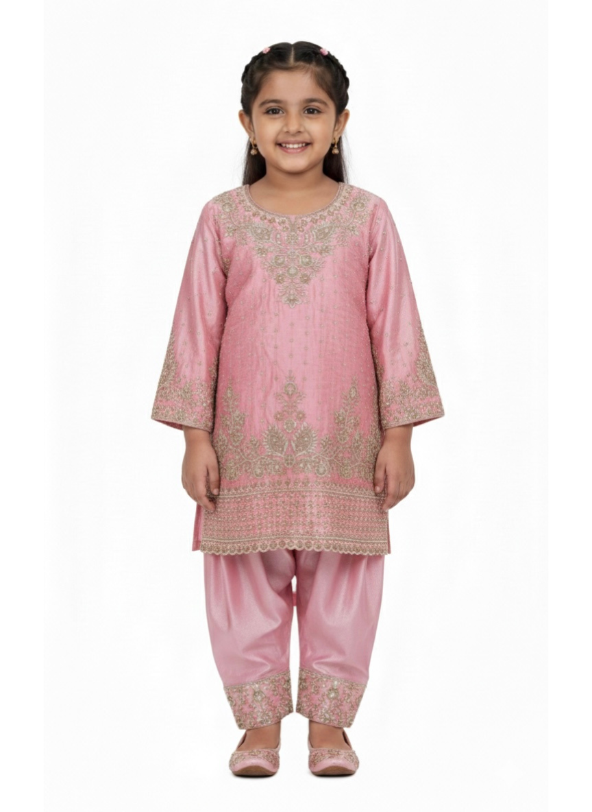 Pink Farshi Salwar Set (4–8 Years)