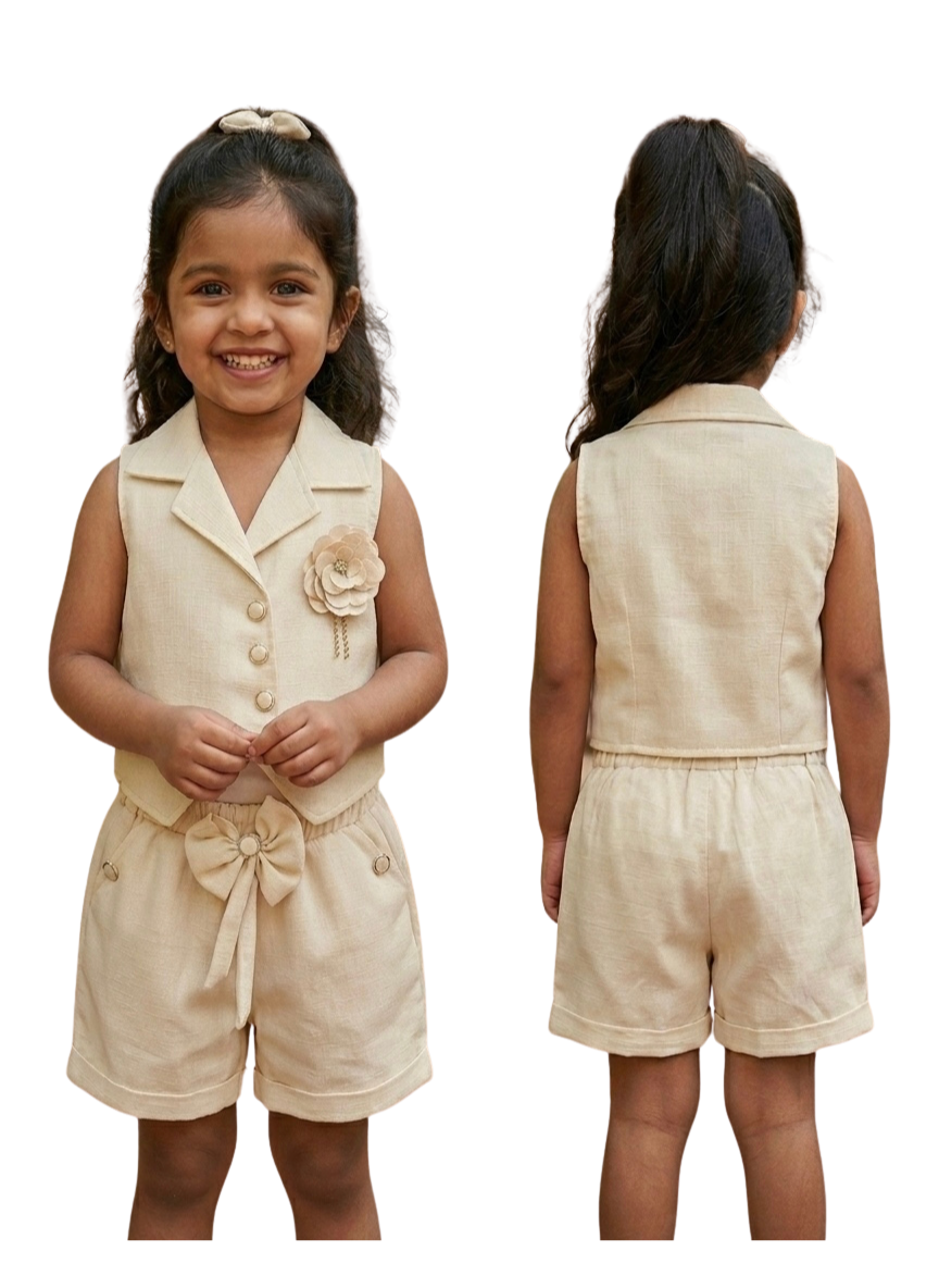 Beige Cotton Linen Co-ord Set