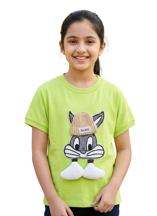 Green Bunny Printed T-Shirt (5–10 Years)