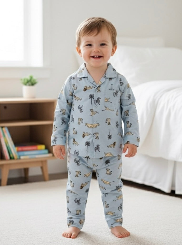 Boys Light Blue Cotton Night Suit