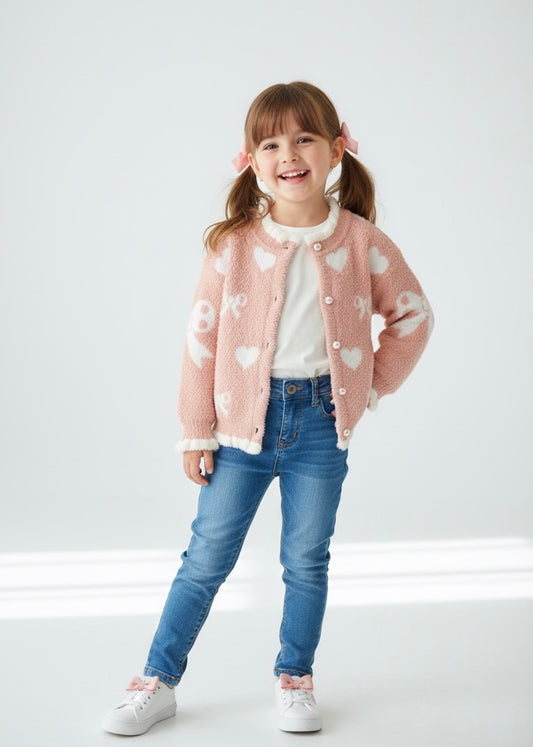 Peach Hair Fur Winter Sweater for Kids
