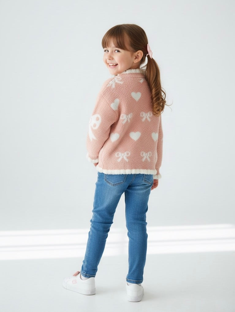Peach Hair Fur Winter Sweater for Kids